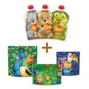 Kit Rentrée Scolaire : Gourdes compote réutilisables x3 + Sacs à gouter Flamboyants x3